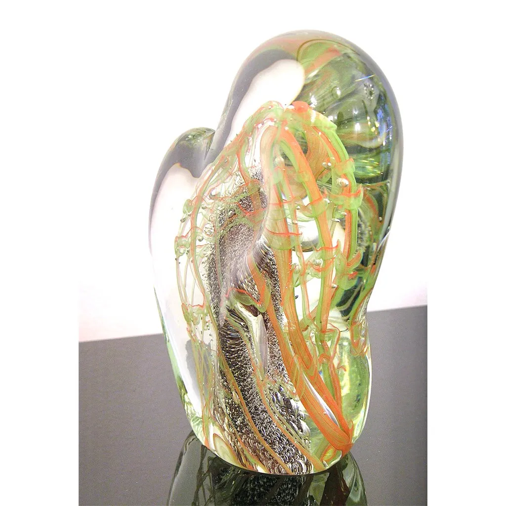 Salviati Vintage Green Orange Purple Crystal Murano Glass Sculpture Work of Art