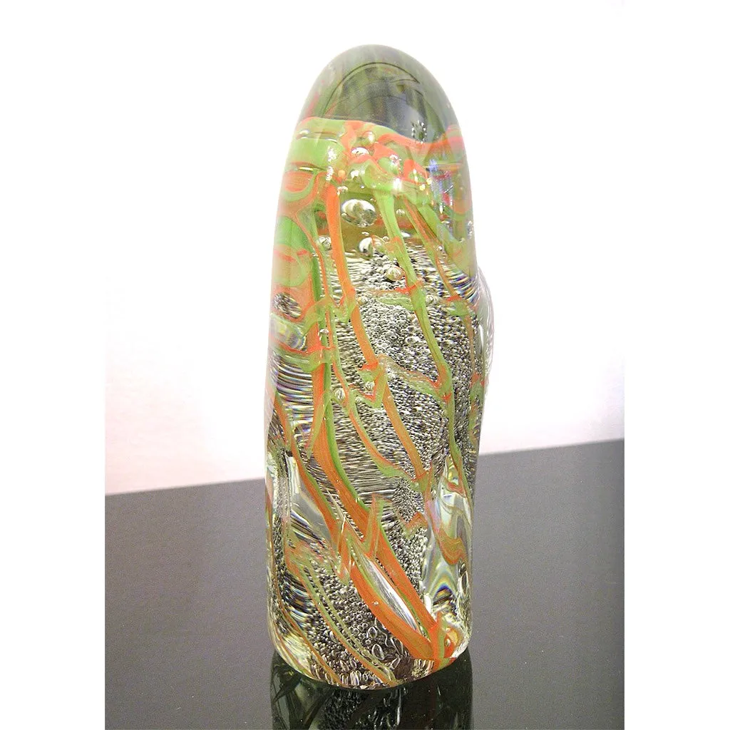 Salviati Vintage Green Orange Purple Crystal Murano Glass Sculpture Work of Art