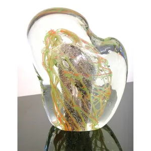 Salviati Vintage Green Orange Purple Crystal Murano Glass Sculpture Work of Art 