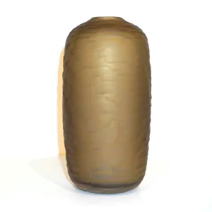 Salviati Vintage Italian Smoked Amber Gold Battuto Murano Art Glass Ovoid Vase 