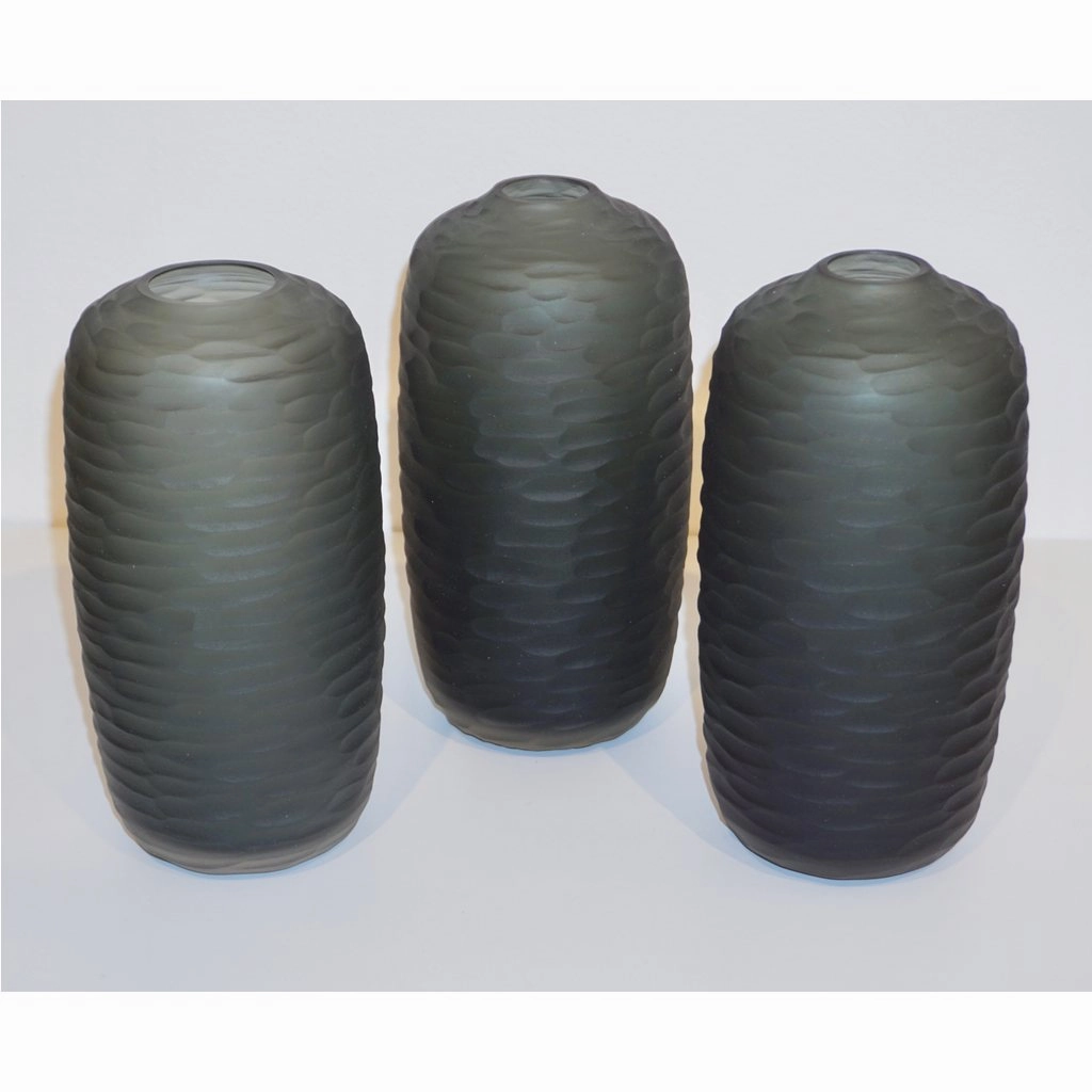Salviati Vintage Italian Minimalist Smoked Gray Textured Murano Art Glass Vase