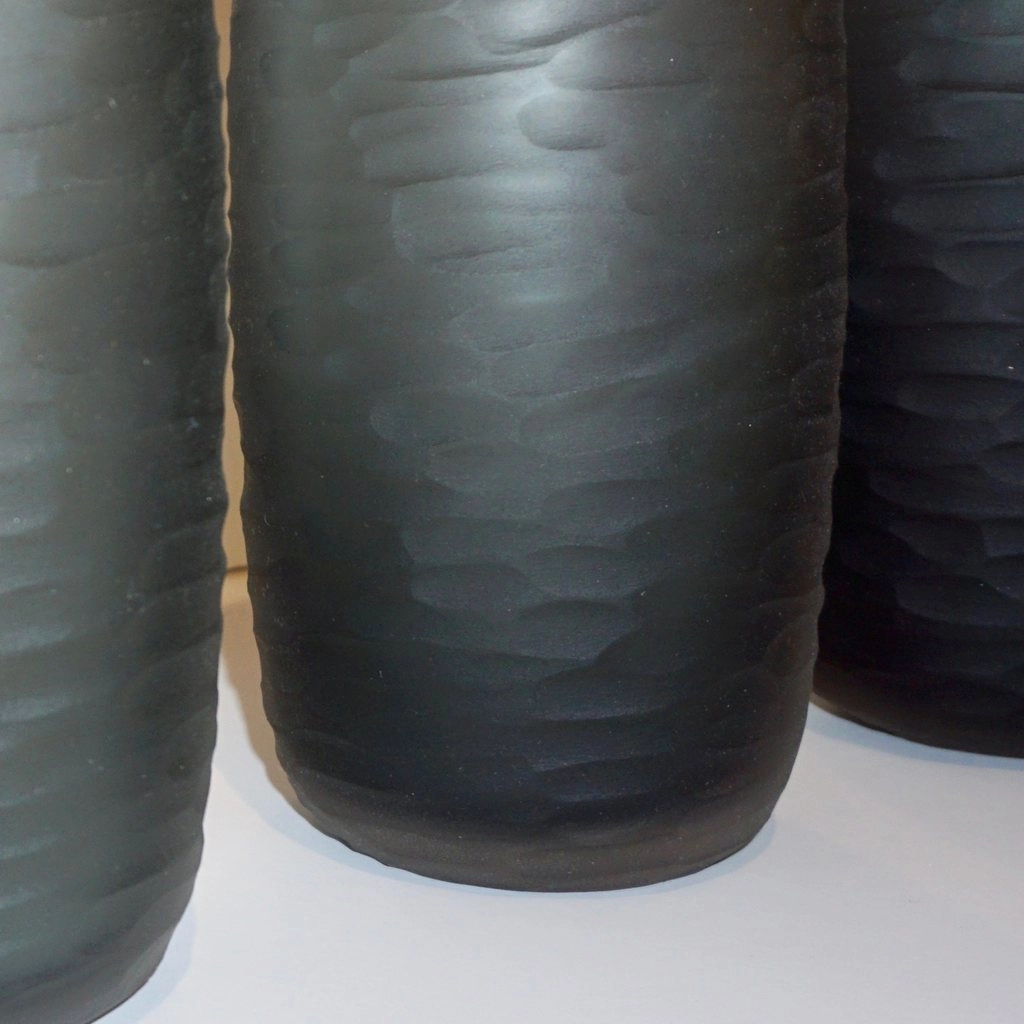 Salviati Vintage Italian Minimalist Smoked Gray Textured Murano Art Glass Vase
