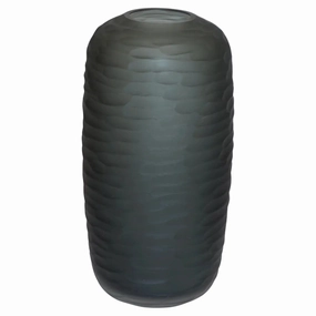 Salviati Vintage Italian Minimalist Smoked Gray Textured Murano Art Glass Vase 
