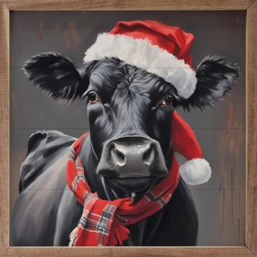 Santa Angus With Hat And Scarf Wood Framed Print 