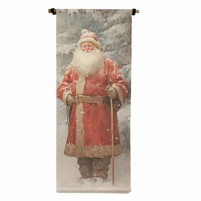 Santa In Snow Vertical Canvas Scroll 