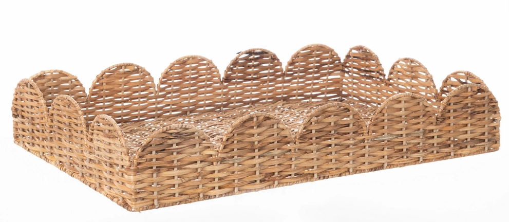 Scalloped Wicker Tray 