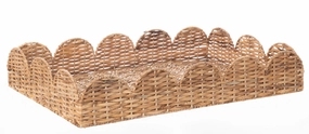 Scalloped Wicker Tray 