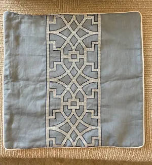Schumacher Fret in Sky Blue Pillow 