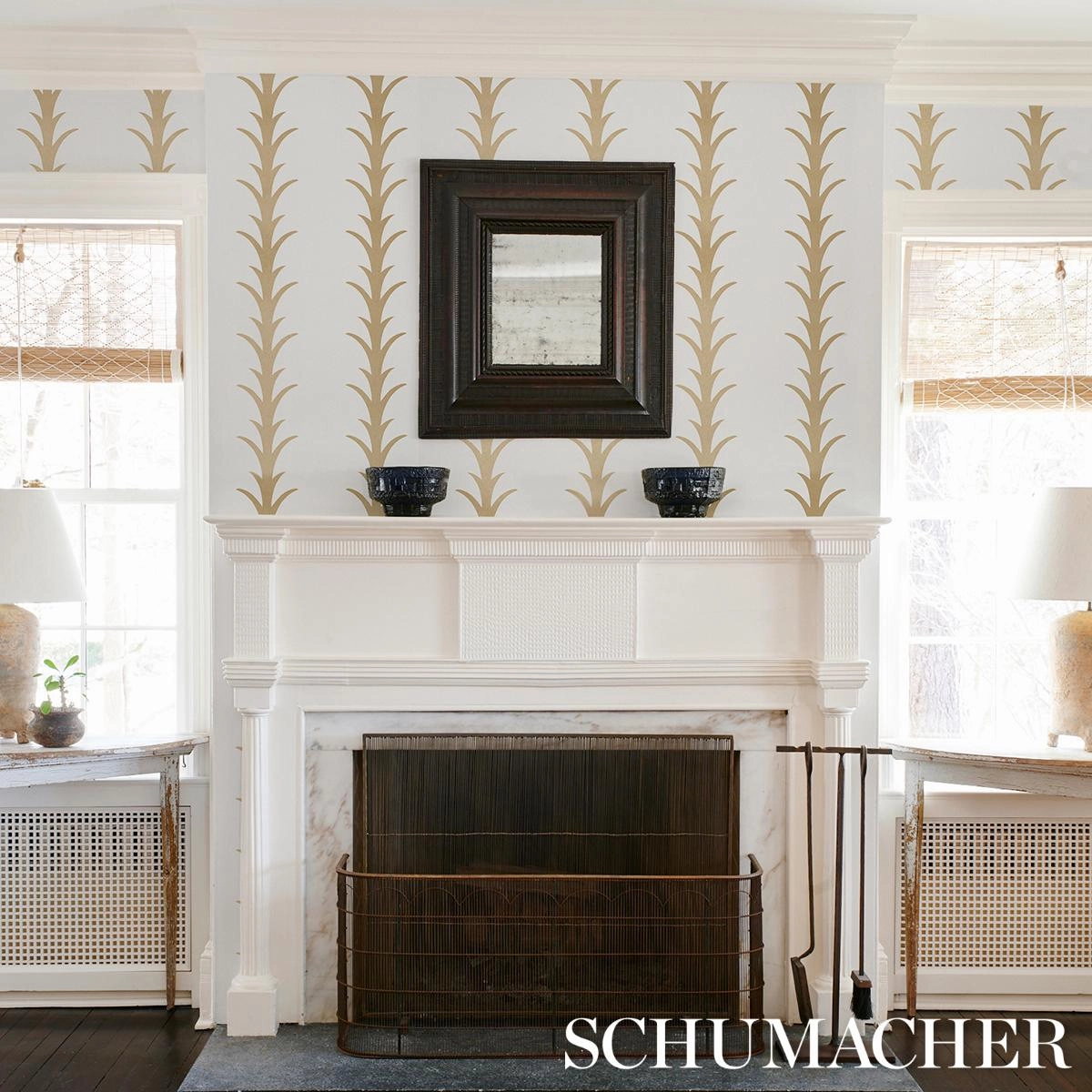 Schumacher Acanthus Stripe Wallpaper