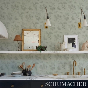 Schumacher Baudin Butterfly Linen Wallpaper 