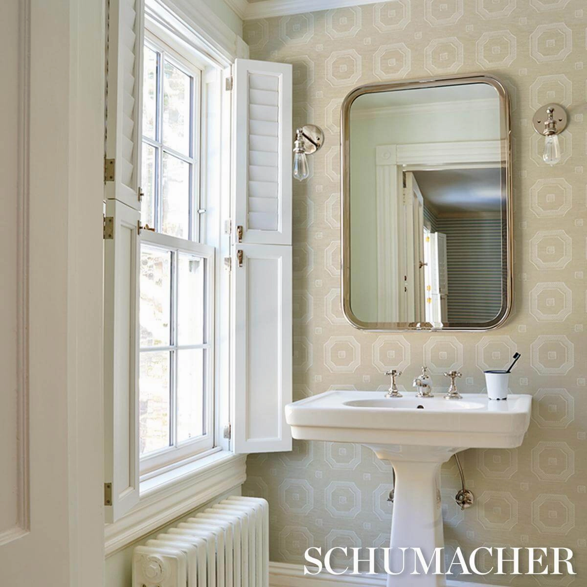 Schumacher Beveled Frame Sisal Wallpaper