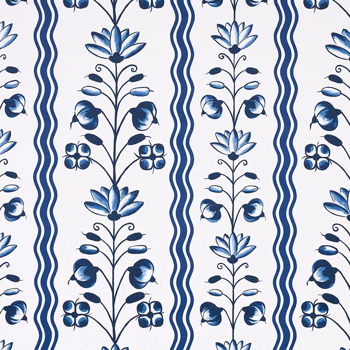 Schumacher Delft Waves Wallpaper