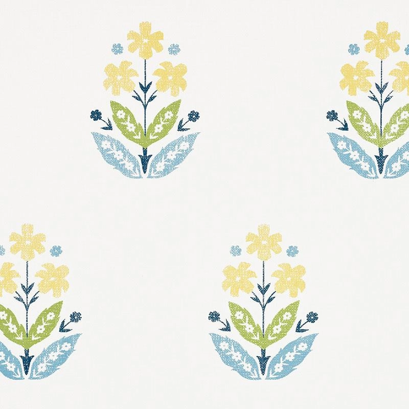 Schumacher Floweret Paperweave Wallpaper