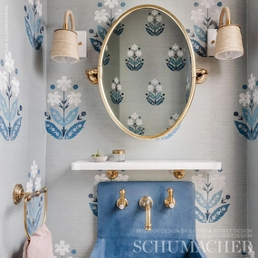 Schumacher Floweret Sisal Wallpaper 