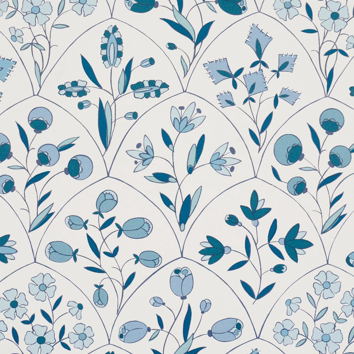 Schumacher Frances Scallop Floral Wallpaper