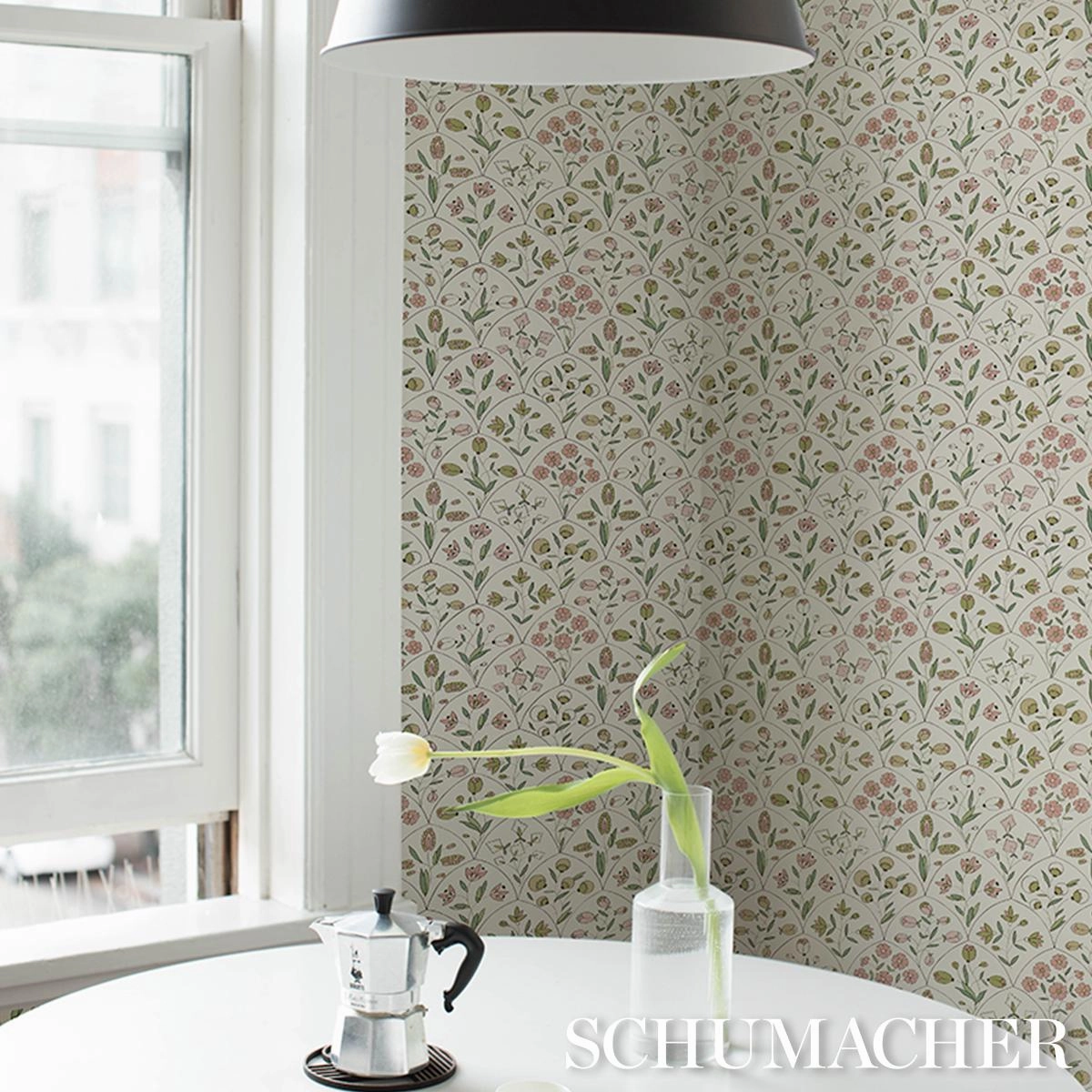 Schumacher Frances Scallop Floral Wallpaper 