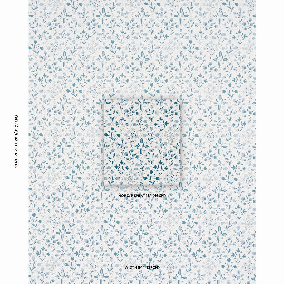 Schumacher Frances Scallop Floral Wallpaper