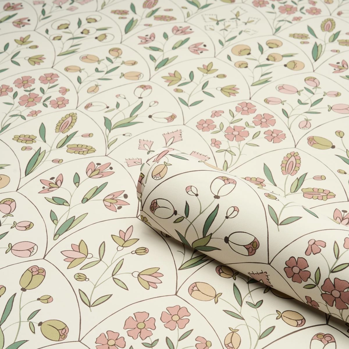 Schumacher Frances Scallop Floral Wallpaper