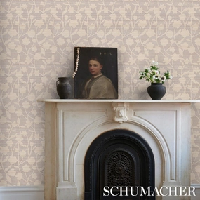 Schumacher Kantha Embroidered Flower Sisal Wallpaper 