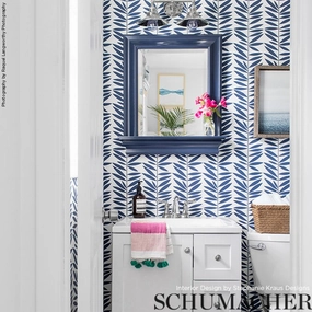 Schumacher Leaf Stripe Wallpaper 