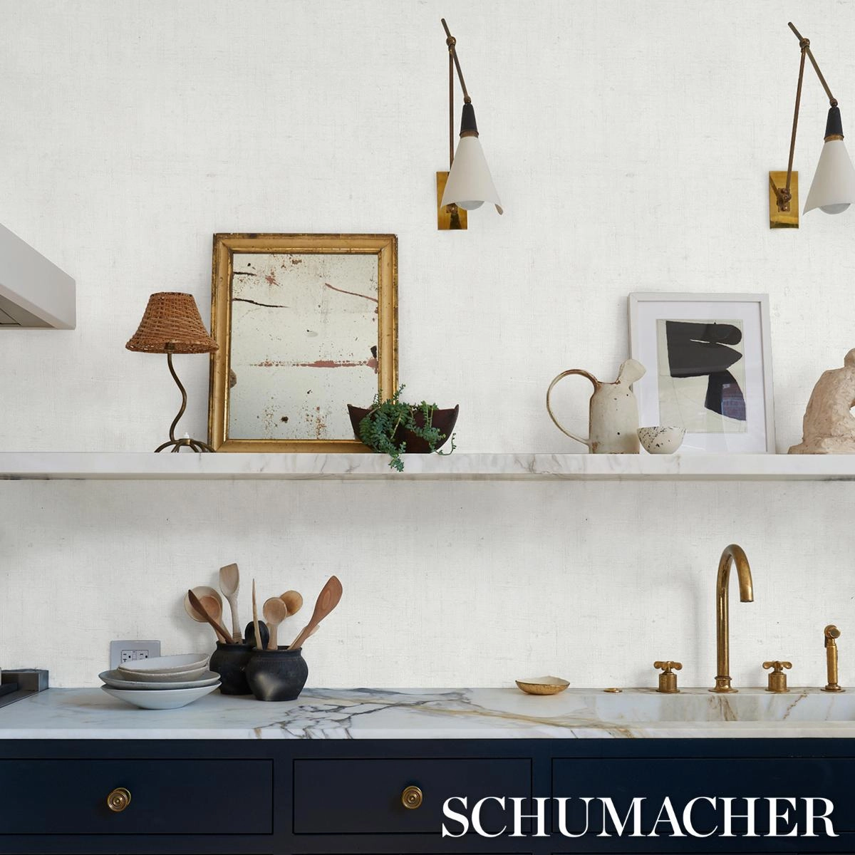 Schumacher Linen Bark Wallpaper 