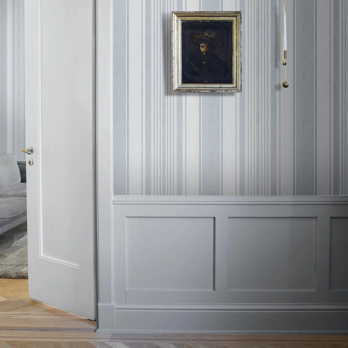 Schumacher Linen Stripe Wallpaper 