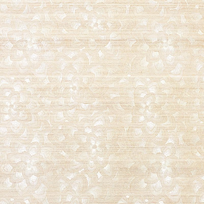 Schumacher Lotus Embroidery Sisal Wallpaper