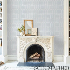 Schumacher Modern Trellis Sisal Wallpaper 