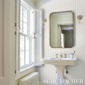 Schumacher Textured Linen Stripe Wallpaper 