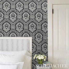 Schumacher Villandry Damask Print Wallpaper 