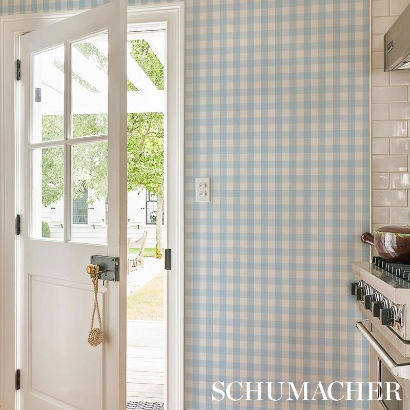 Schumacher Willa Check Small Print Wallpaper 