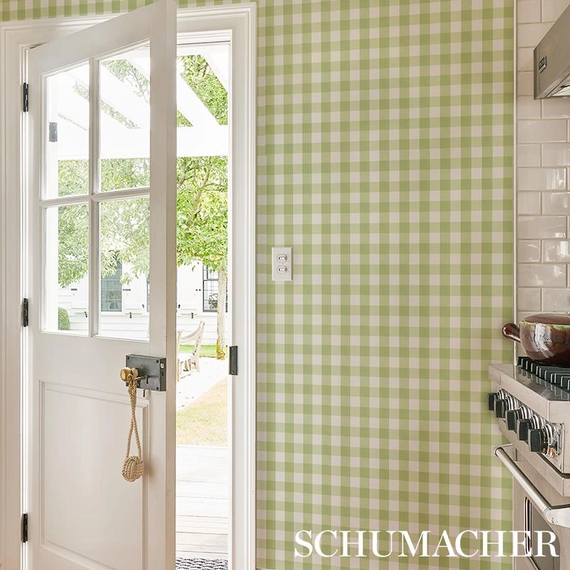 Schumacher Willa Check Small Print Wallpaper