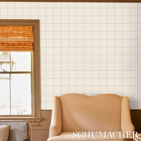 Schumacher Windowpane Embroidered Sisal Wallpaper 