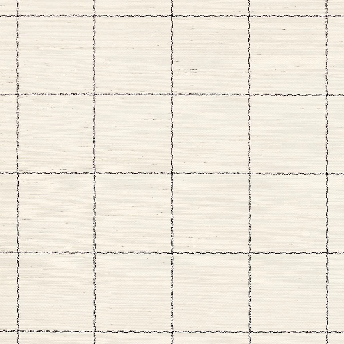 Schumacher Windowpane Embroidered Sisal Wallpaper