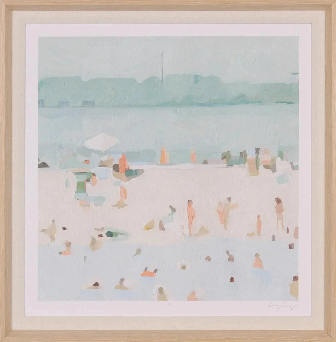 Sea Glass Sandbar Abstract Beach Day Print in Whitewashed Frame- Remove 11/06 JA 
