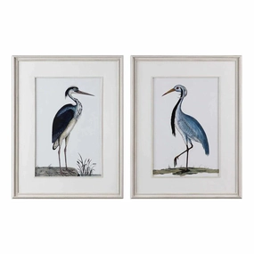 Set of 2 Coastal Framed Bird Prints 