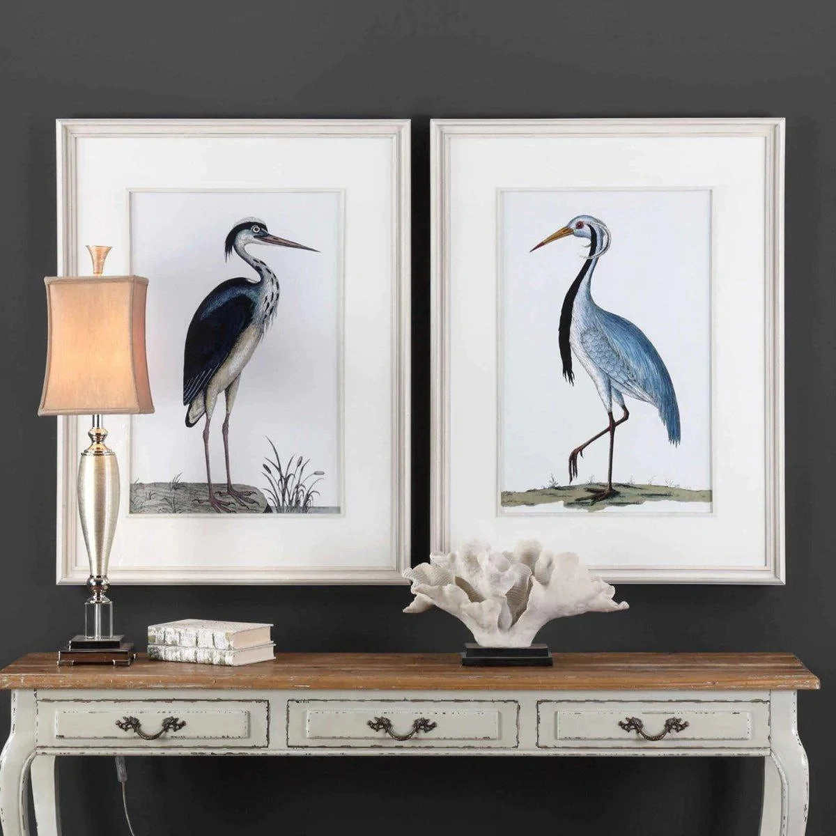 Set of 2 Coastal Framed Bird Prints