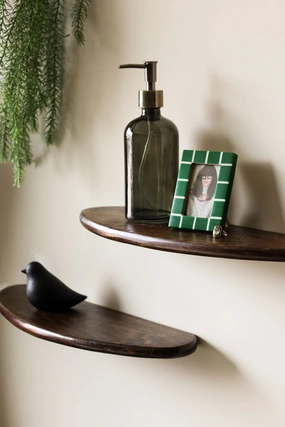 Set Of 2 Walnut Wood Floating Shelves 