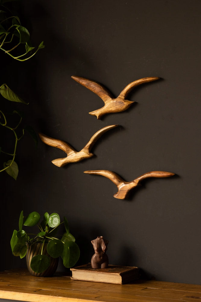 Set of 3 Birds Wall Ornament 