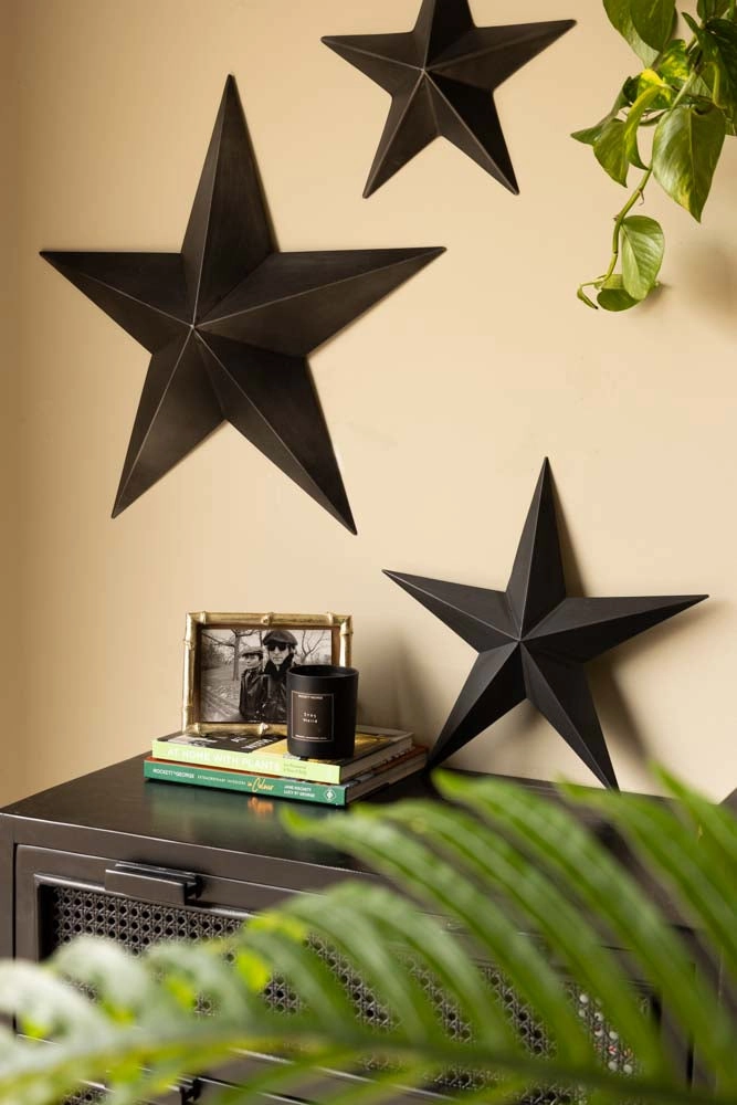 Set Of 3 Black Metal Stars