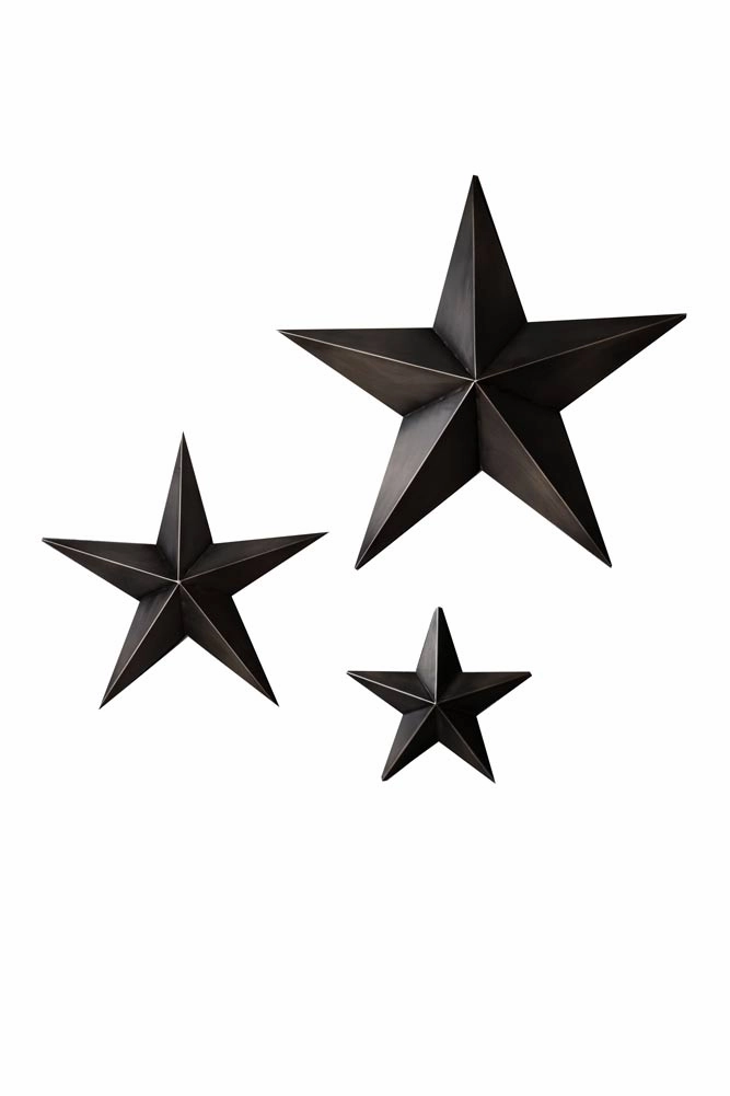 Set Of 3 Black Metal Stars