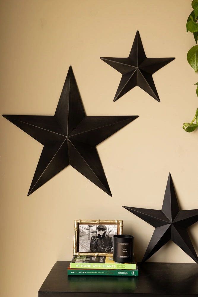 Set Of 3 Black Metal Stars