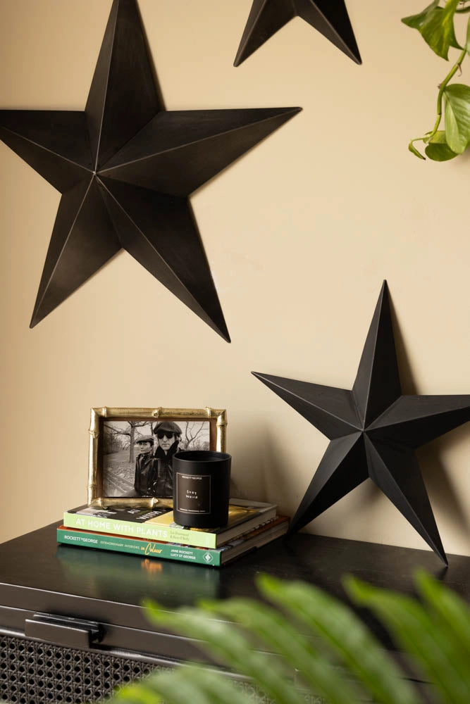 Set Of 3 Black Metal Stars