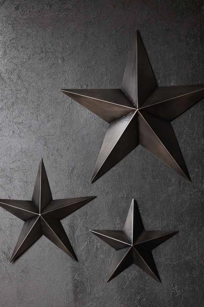 Set Of 3 Black Metal Stars