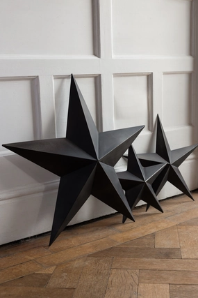 Set Of 3 Black Metal Stars 