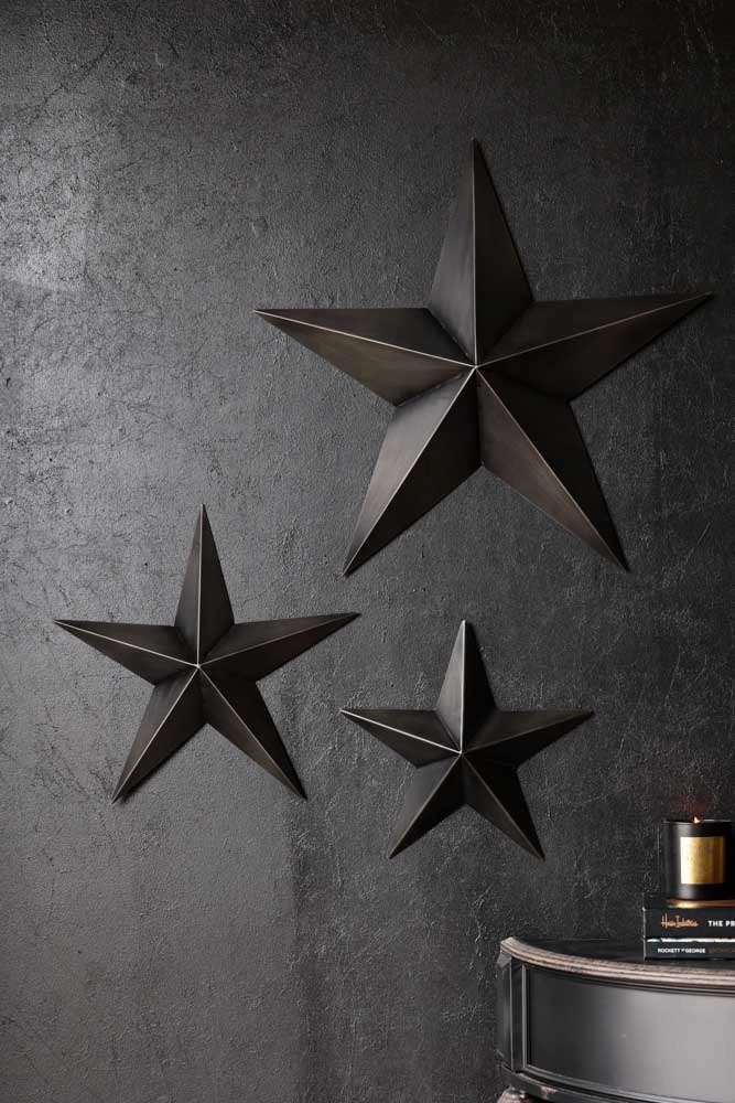 Set Of 3 Black Metal Stars