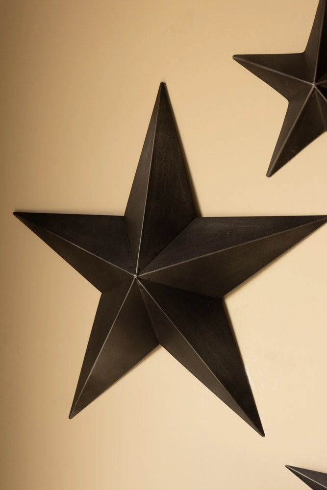 Set Of 3 Black Metal Stars