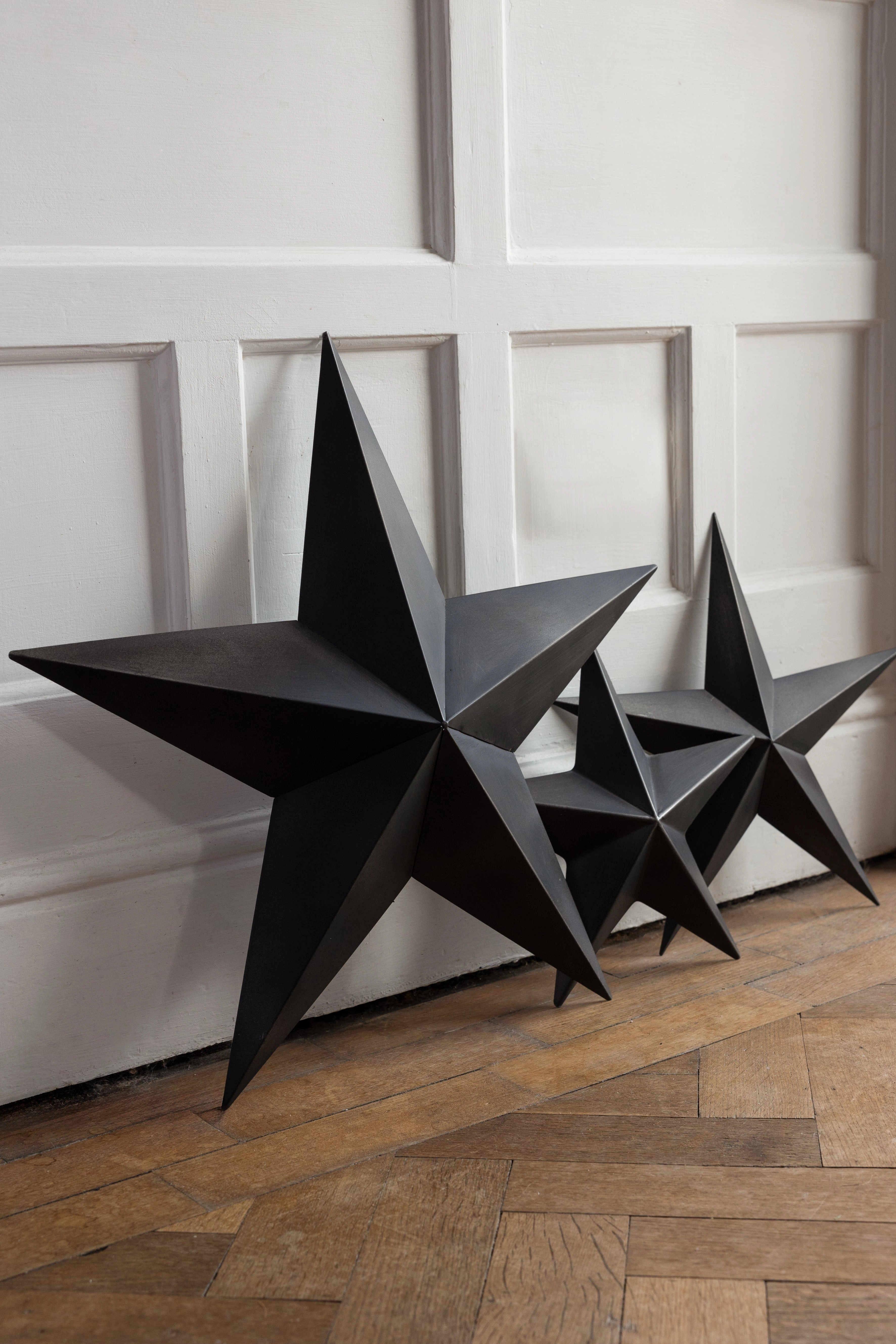 Set Of 3 Black Metal Stars 