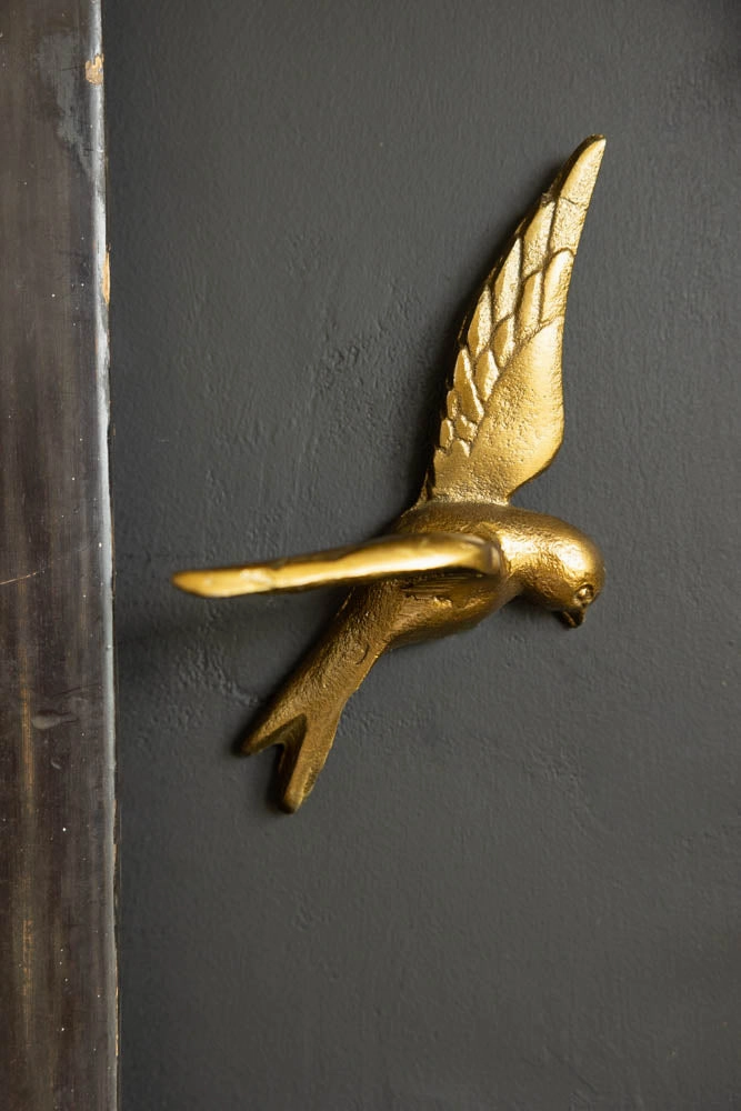Set Of 3 Gold Metal Birds Wall Ornament