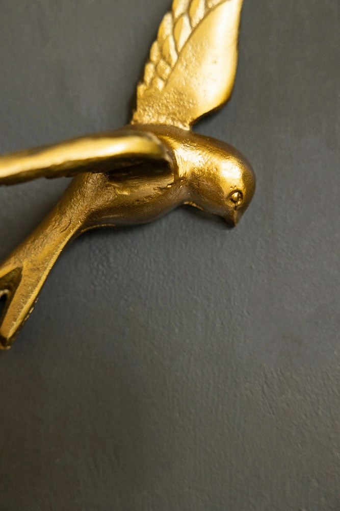 Set Of 3 Gold Metal Birds Wall Ornament